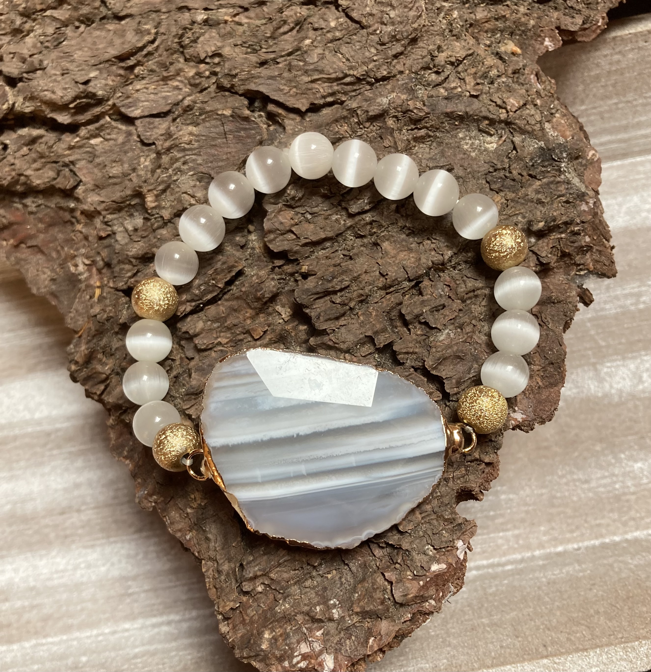 White Finish Moonstone Bracelet In Sterling Silver Design by V&A Jewellers  at Pernia's Pop Up Shop 2024